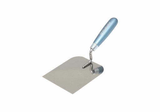 [102202] Kubala 0916 - Stainless Steel Stucco Trowel, Welded, Varnished Beech Handle 120 Mm