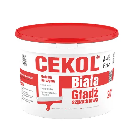 [100682] Cekol A-45 Finisz ready-to-use white plaster compound - 20kg